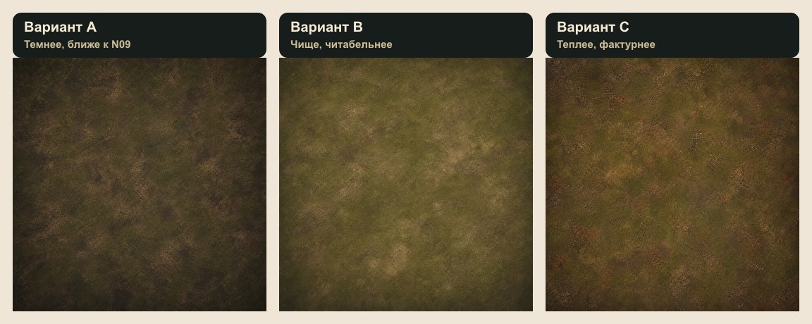 Контактный лист новых вариантов фона поля A, B и C